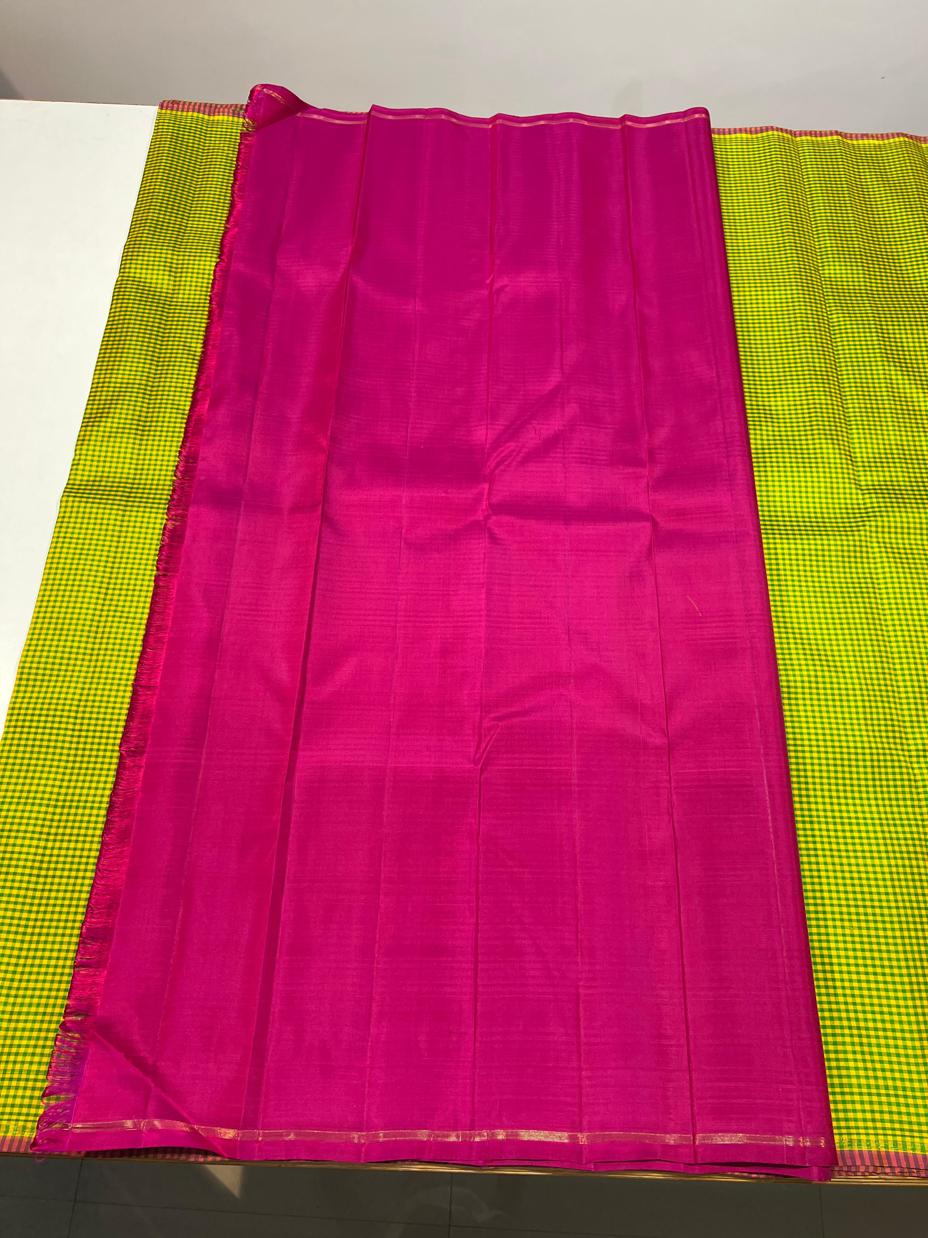 LITE GREEN & PINK COLOUR COMBINATION KANCHIPURAM SILK SAREE
