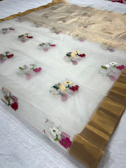 HALF WHITE CHANDERI SAREE