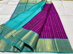 Magenta / Blue  Kanchi Silk Saree