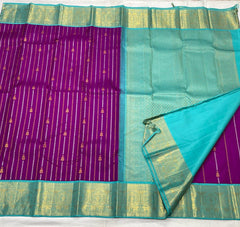 Magenta / Blue  Kanchi Silk Saree