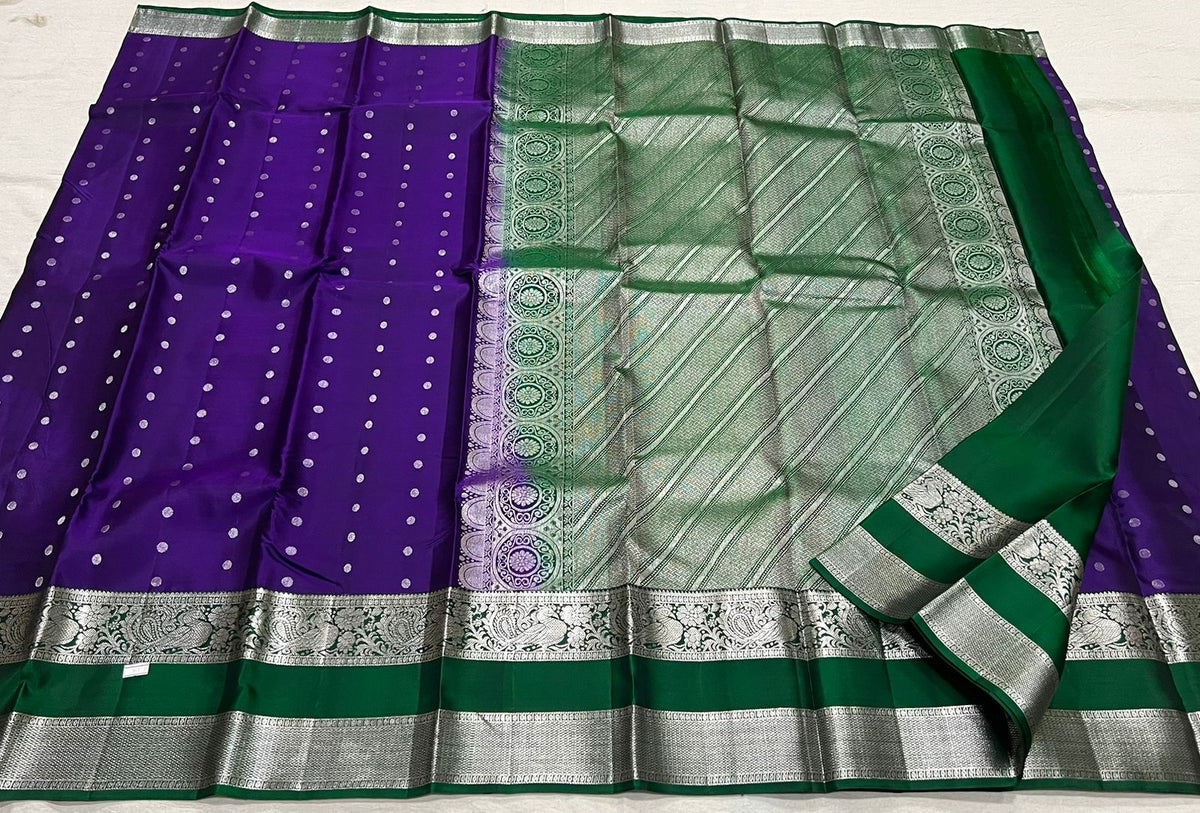 PURPLE / GREEN KANCHI SAREE