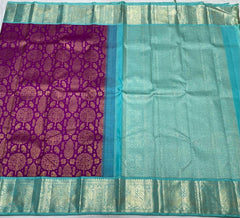 MAGENTA PINK / BLUE  KANCHI SILK SAREE