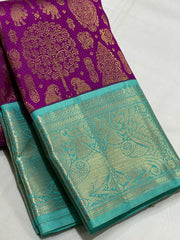 MAGENTA PINK / BLUE  KANCHI SILK SAREE