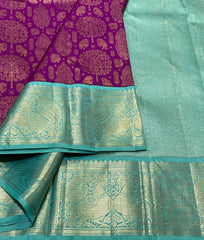 MAGENTA PINK / BLUE  KANCHI SILK SAREE
