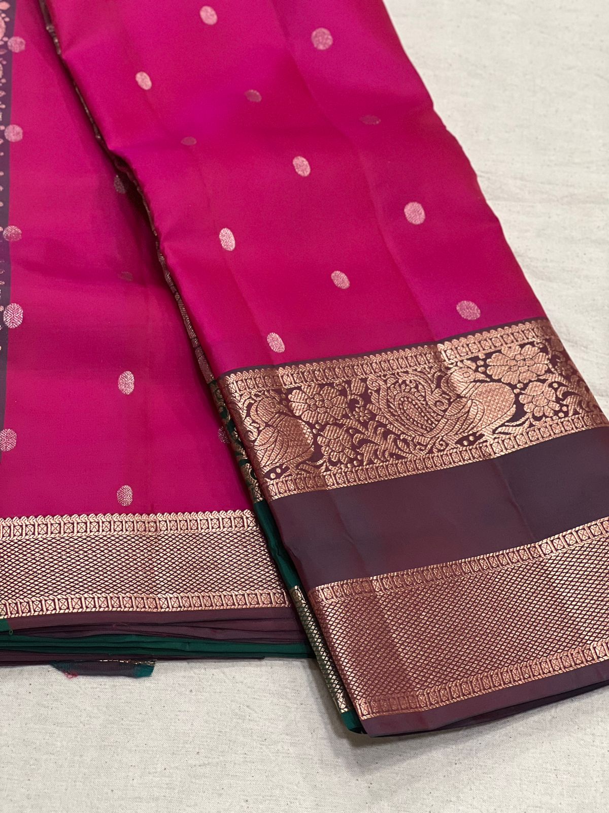 PINK / GREEN KANCHI SAREE