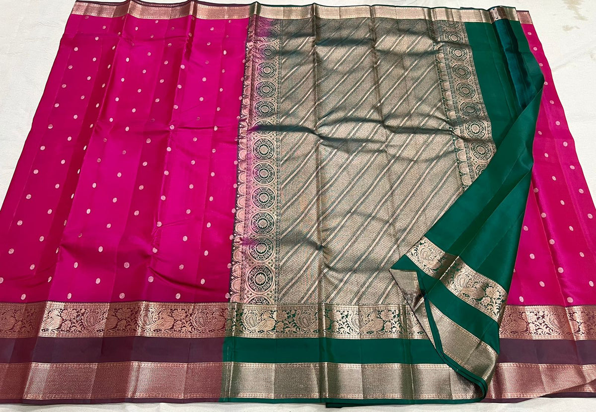 PINK / GREEN KANCHI SAREE