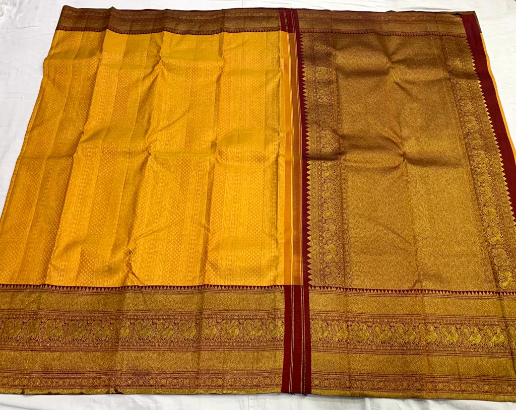 YELLOW / MAROON PINK KANCHI SAREE