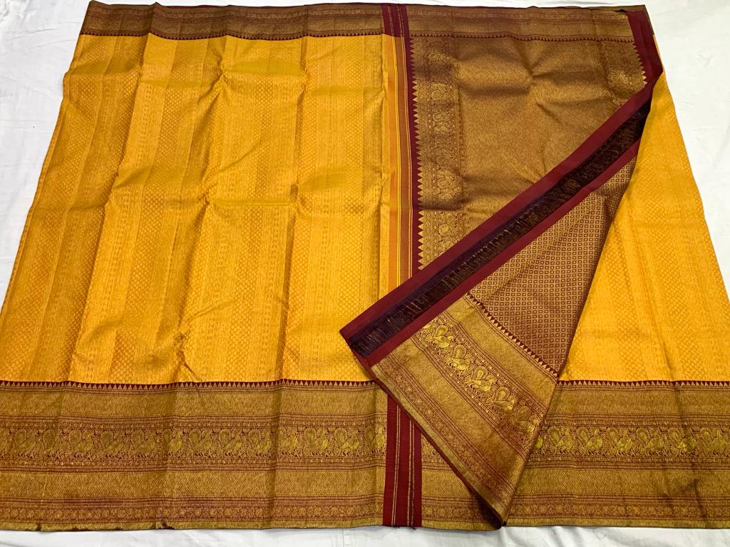 YELLOW / MAROON PINK KANCHI SAREE