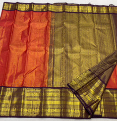 ORANGE / WINE KANCHI SILK SAREE