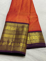ORANGE / WINE KANCHI SILK SAREE