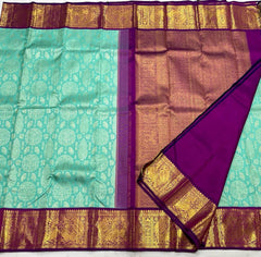 MINT GREEN / MAGENTA PINK  KANCHI SILK SAREE