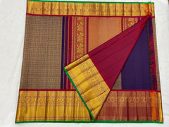 NAVY BLUE / RED KANCHI SAREE