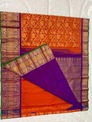 ORANGE / PURPLE KANCHI SAREE