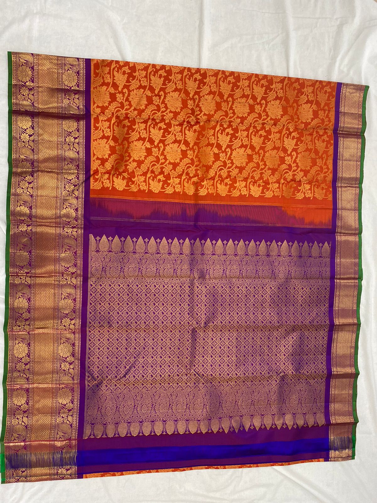 ORANGE / PURPLE KANCHI SAREE
