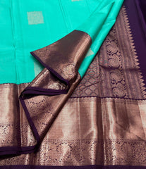 SEA BLUE / BURGUNDY KANCHI SAREE