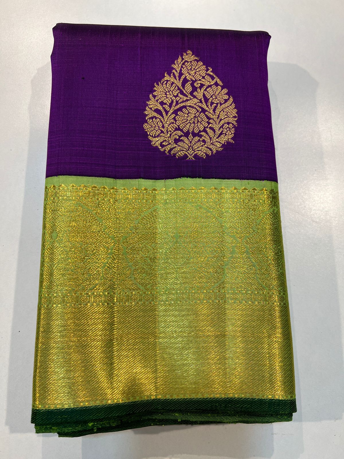 PURPLE / PARROT GREEN KANCHI SAREE