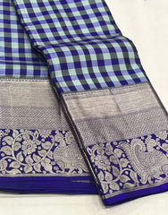 ROYAL BLUE / PISTA GREEN KANCHI SAREE