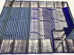 ROYAL BLUE / PISTA GREEN KANCHI SAREE