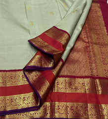 LIGHT PISTA / RED KANCHI SAREE