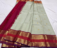 LIGHT PISTA / RED KANCHI SAREE