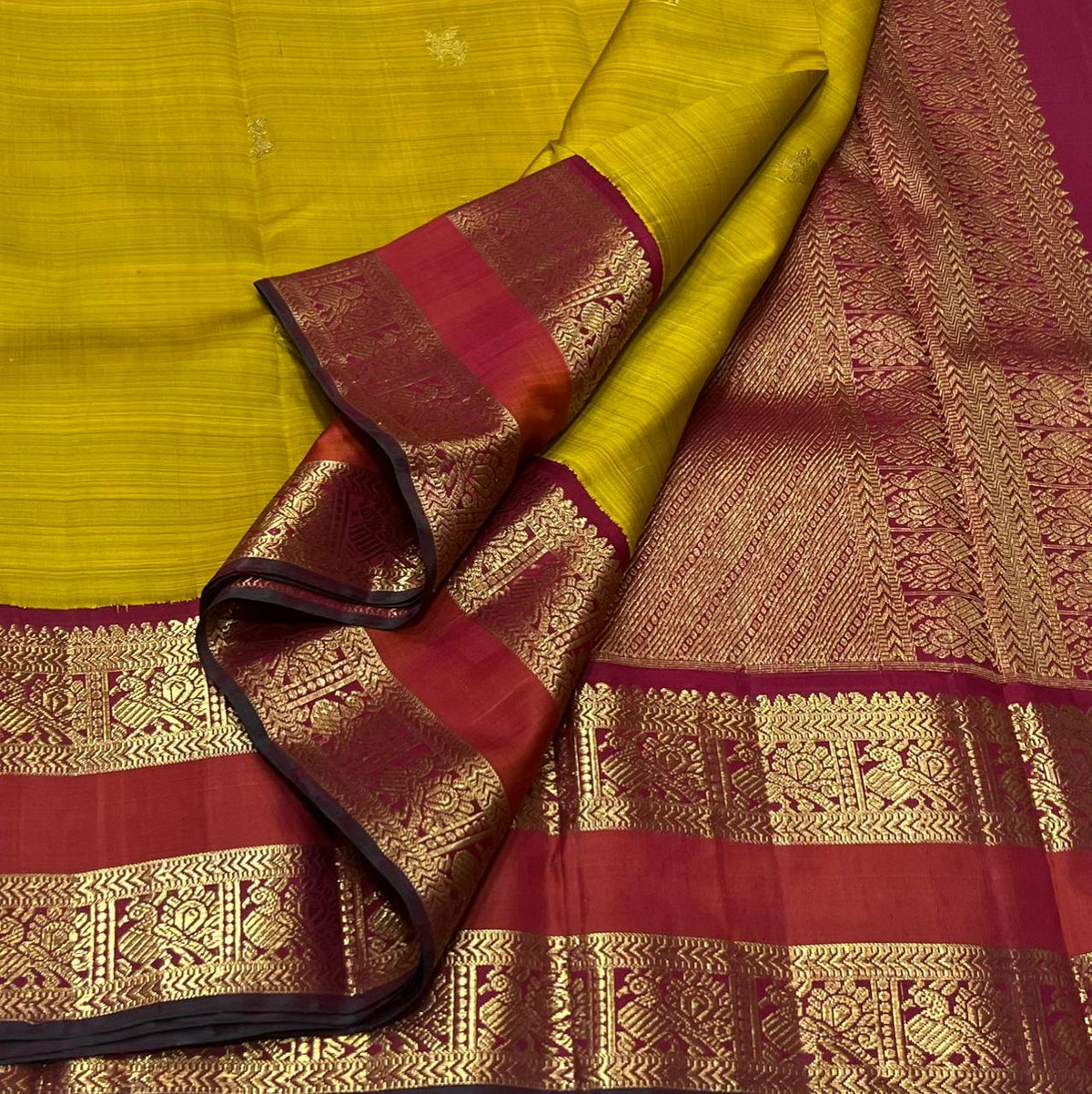 YELLOW / RED KANCHI SAREE