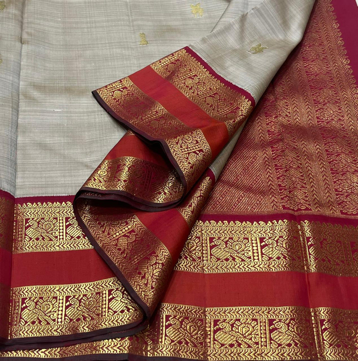 SILVER GREY KANCHI SAREE