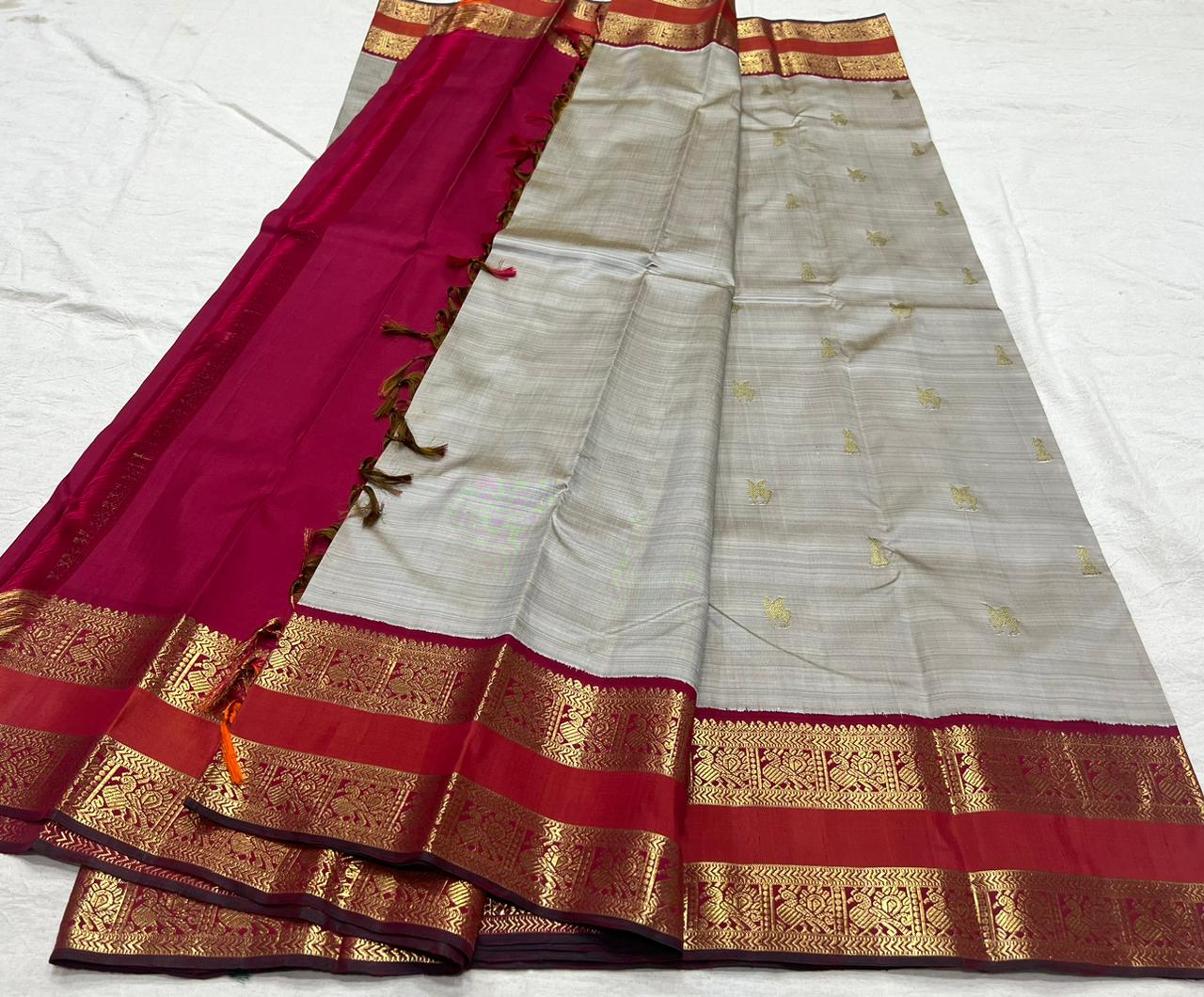 SILVER GREY KANCHI SAREE