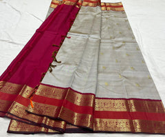 SILVER GREY KANCHI SAREE