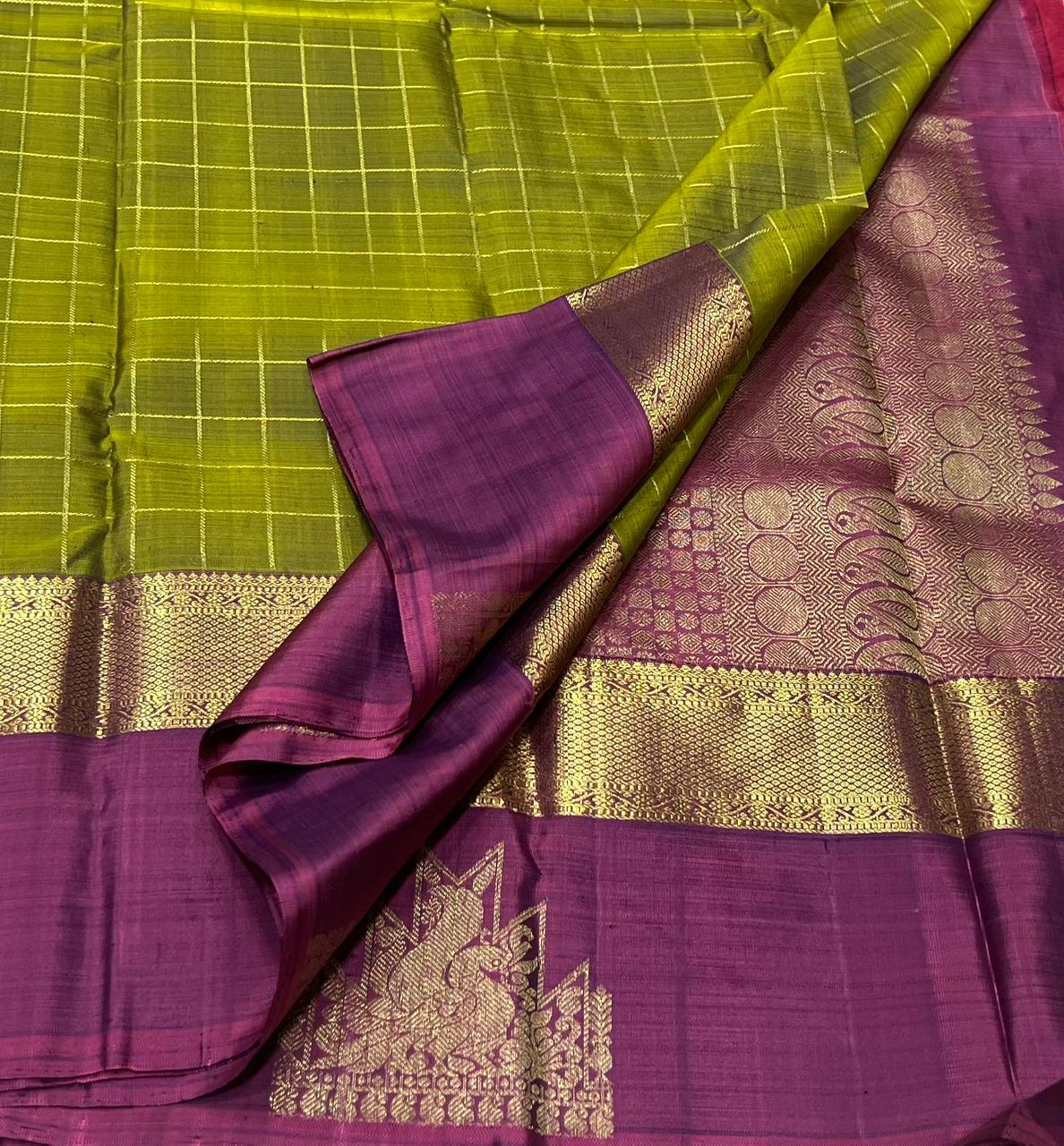 MEHENDI GREEN / MAGENTA KANCHI SAREE
