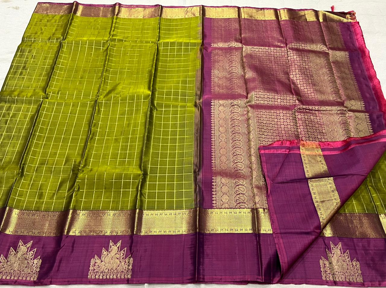 MEHENDI GREEN / MAGENTA KANCHI SAREE