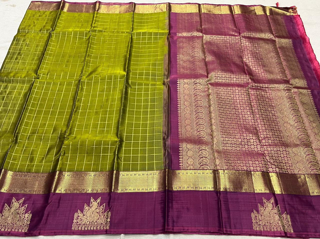 MEHENDI GREEN / MAGENTA KANCHI SAREE