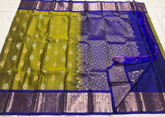 MEHENDI GREEN / ROYAL BLUE KANCHI SAREE
