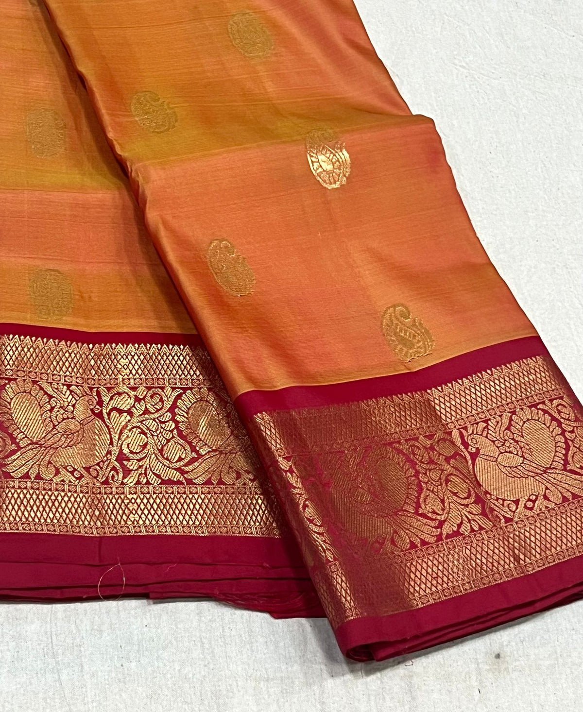 ORANGE DUAL TONE KANCHI SAREE