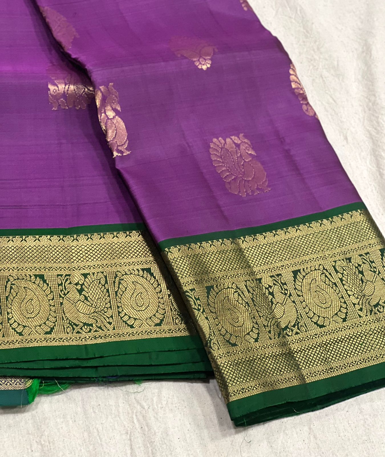 MAGENTA / GREEN KANCHI SAREE