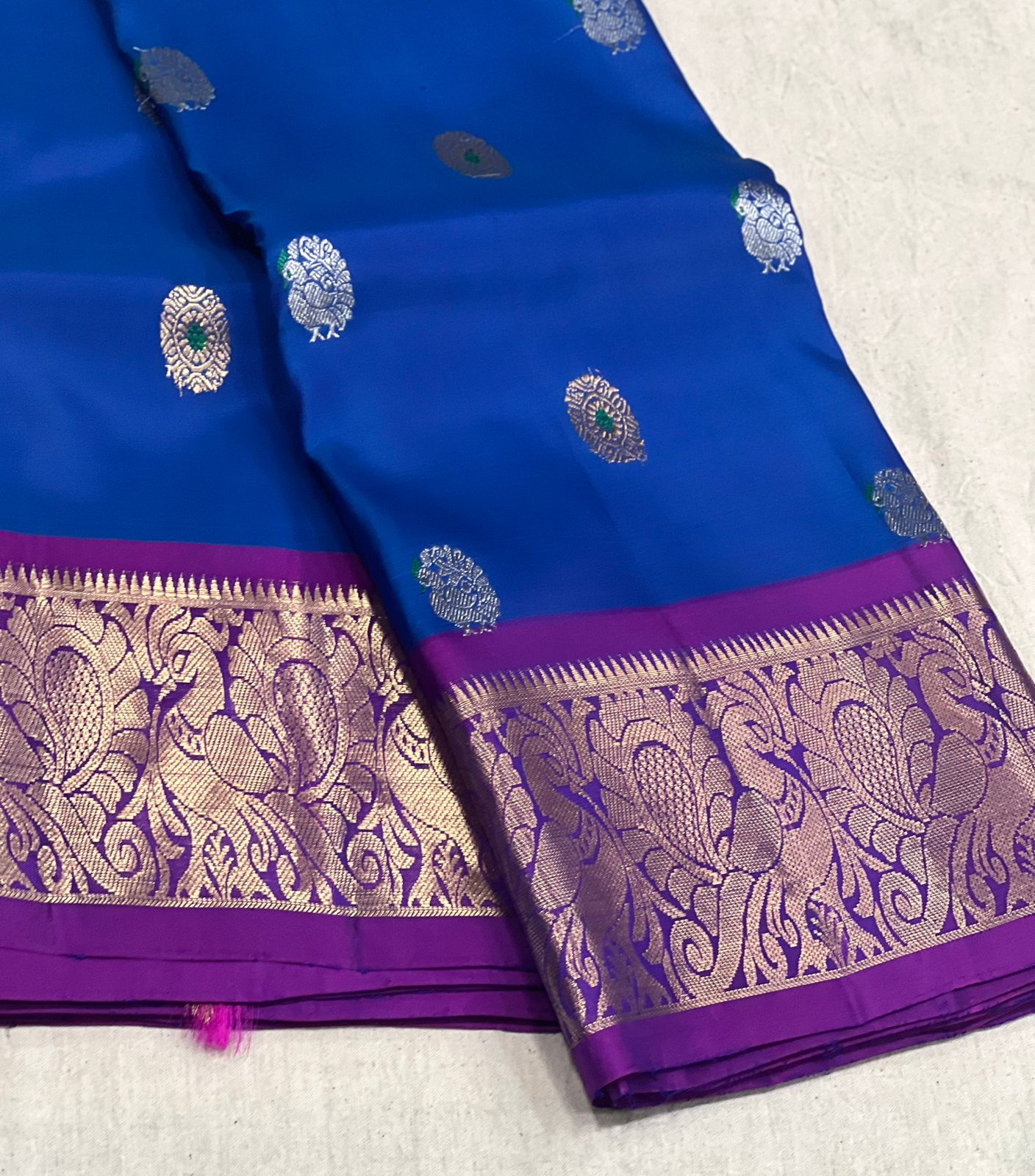 ROYAL BLUE / MAGENTA PINK KANCHI SAREE