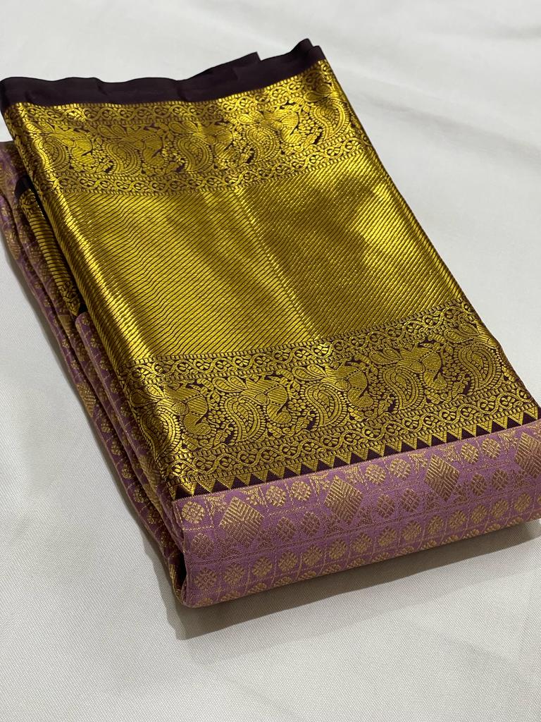 PINK / BROWN KANCHI SAREE