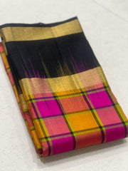 PINK / BLACK CHECKS KANCHI SAREES