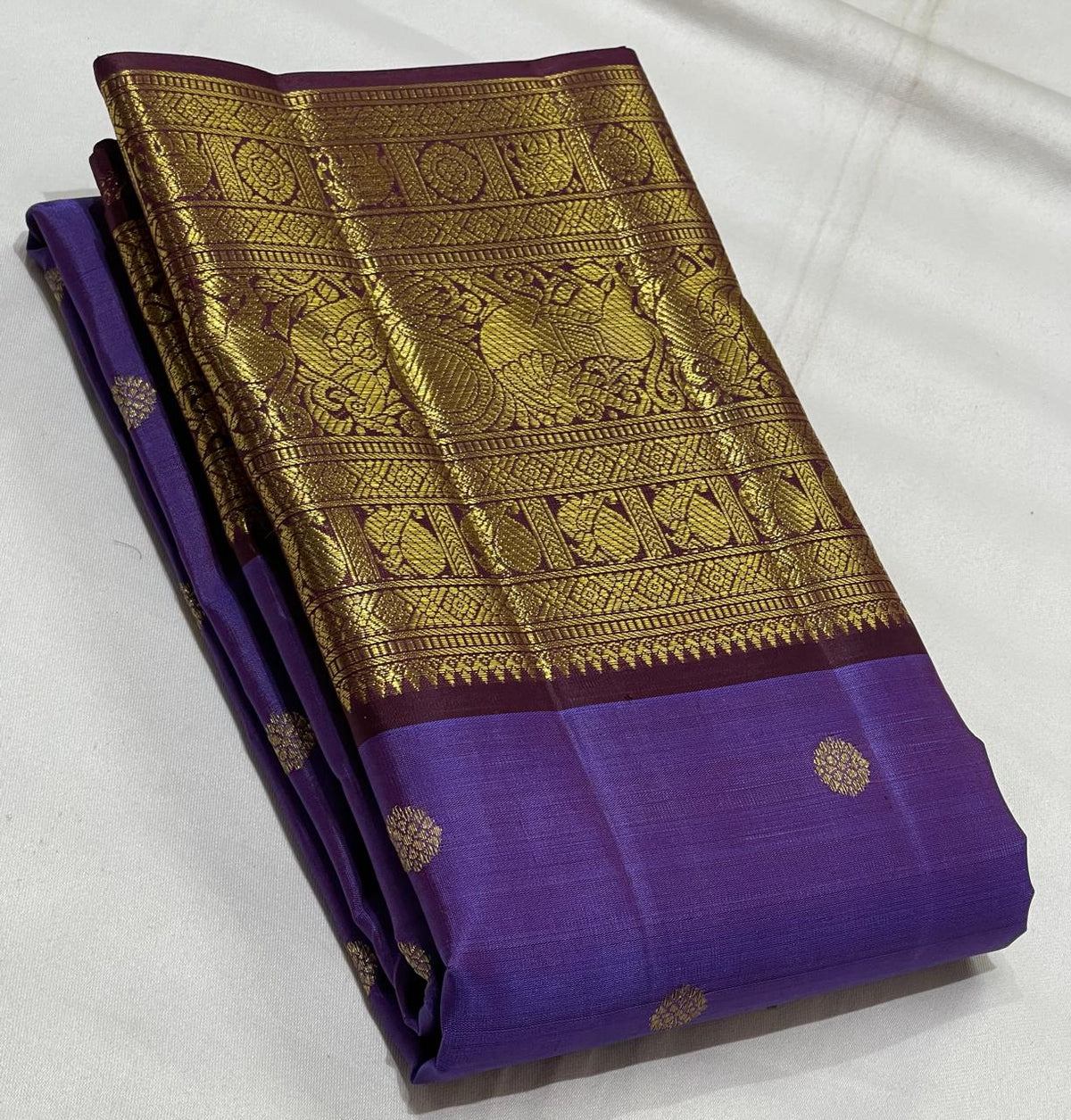 PURPLE BROWN  KANCHI SILK SAREE