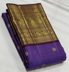 PURPLE BROWN  KANCHI SILK SAREE