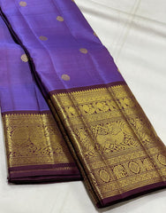 PURPLE BROWN  KANCHI SILK SAREE