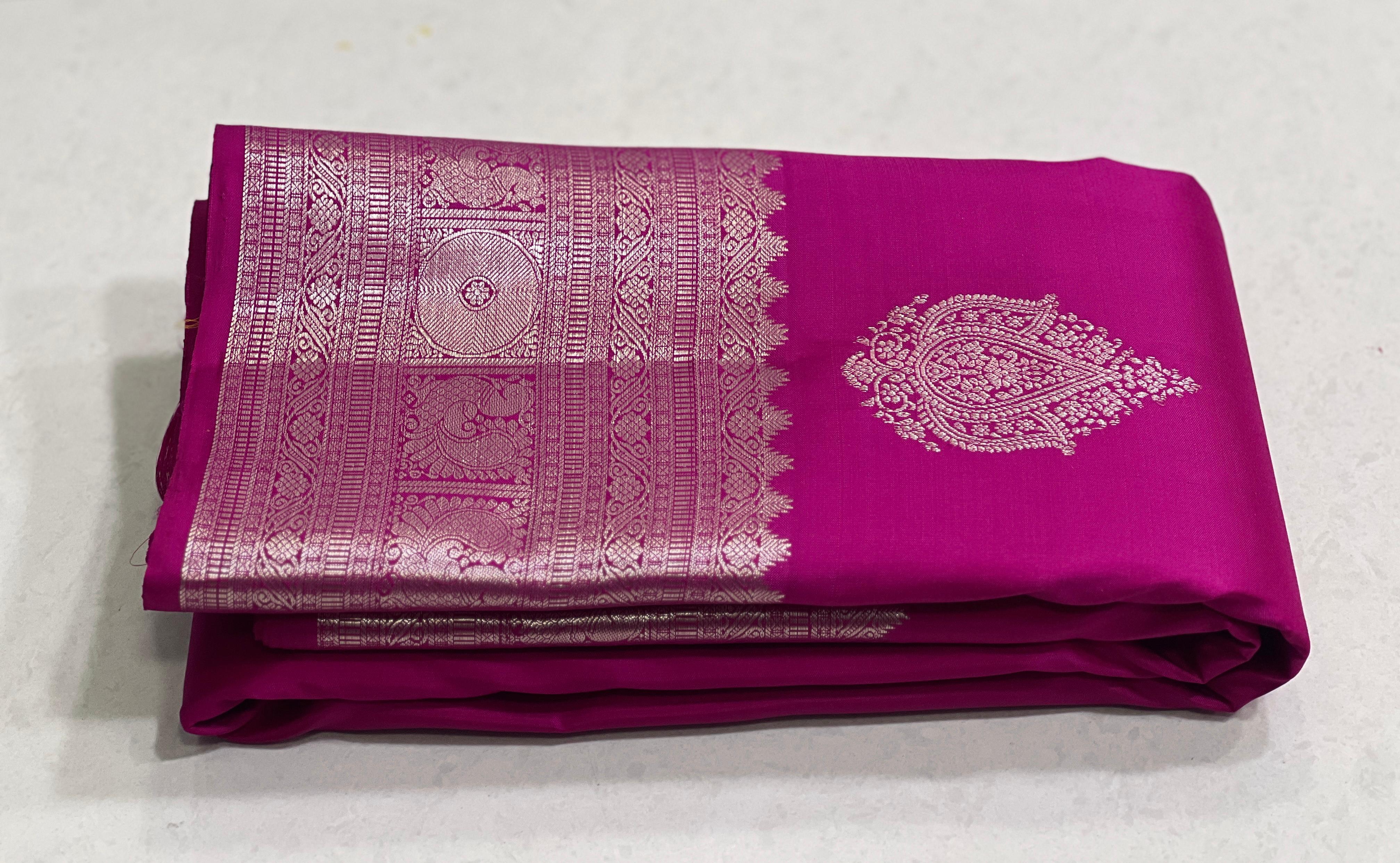 PINK/SILVER KANCHI NSILK SAREE