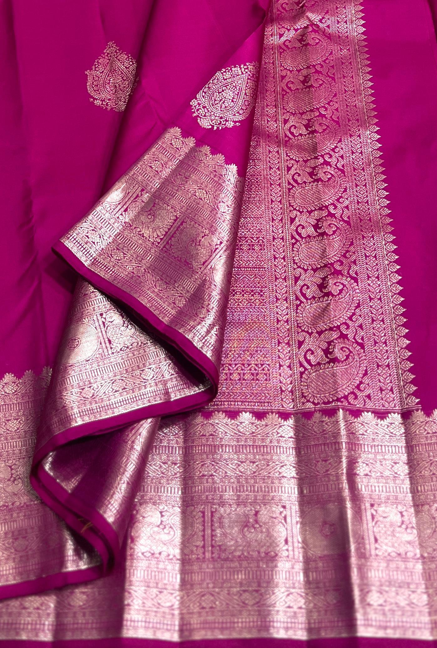 PINK/SILVER KANCHI NSILK SAREE