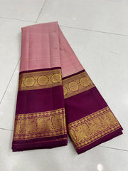 PEACH/MAROON KANCHI SILK SAREE