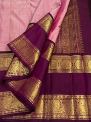 PEACH/MAROON KANCHI SILK SAREE