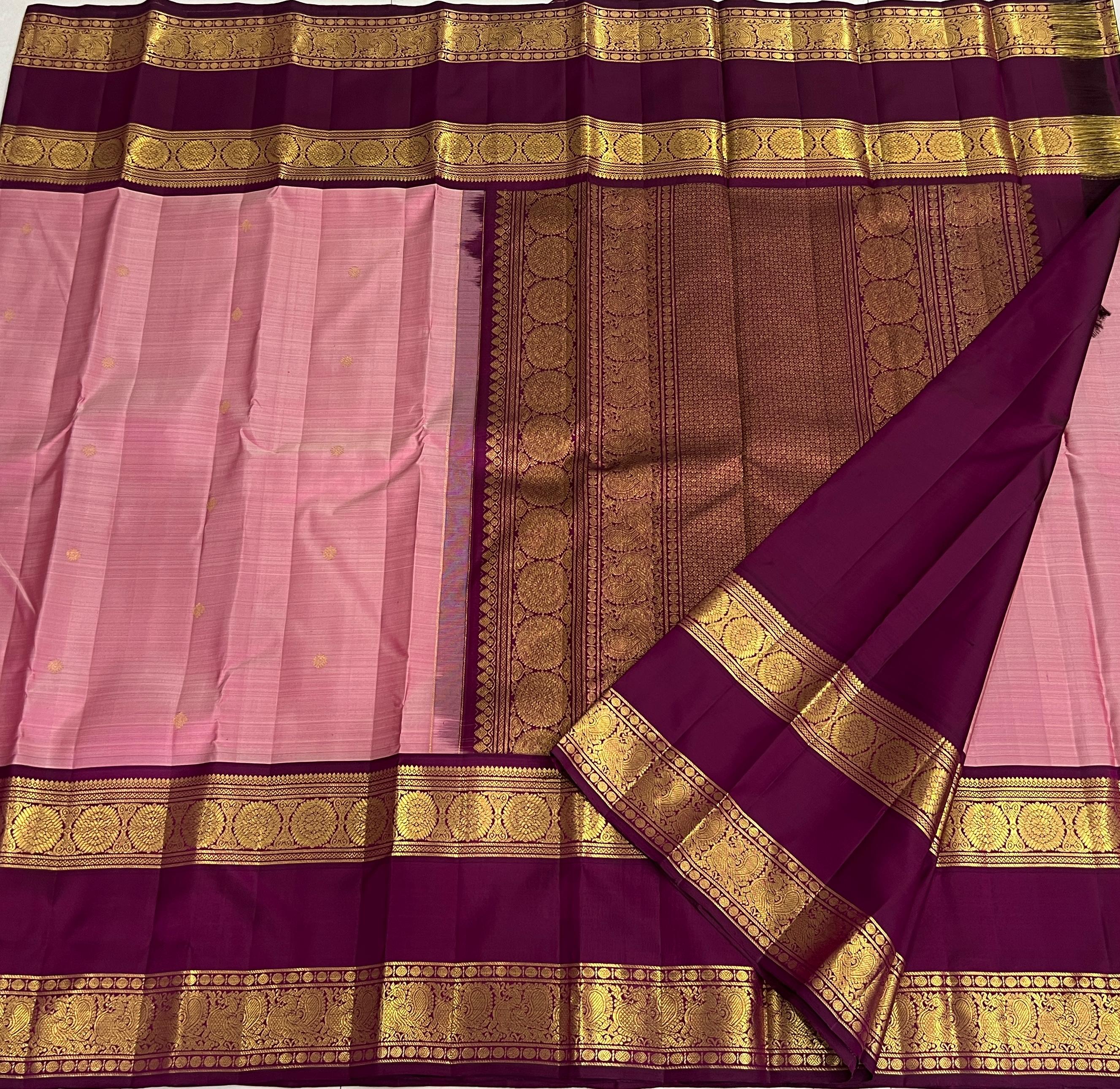 PEACH/MAROON KANCHI SILK SAREE