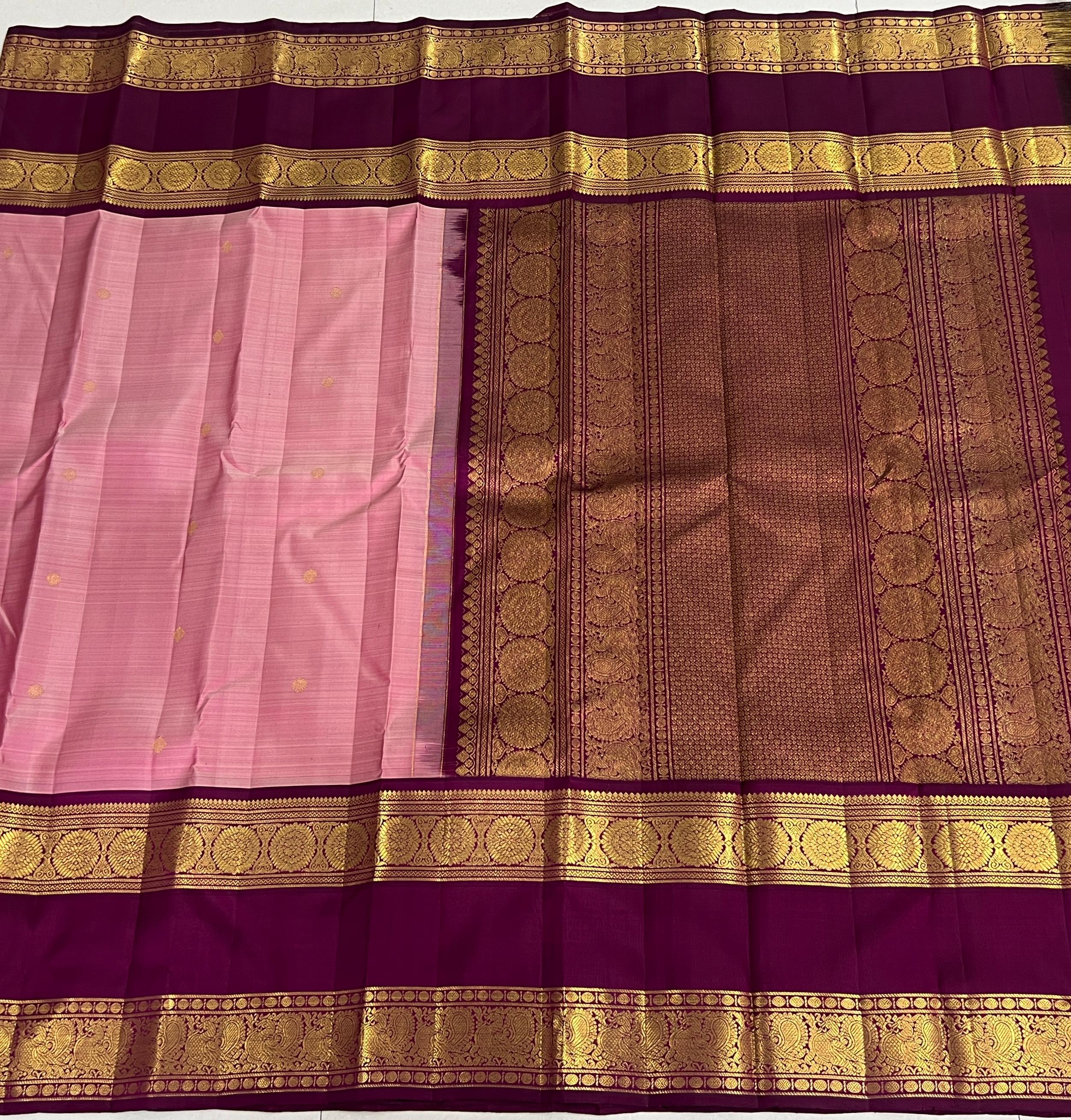 PEACH/MAROON KANCHI SILK SAREE