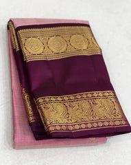 PEACH/MAROON KANCHI SILK SAREE