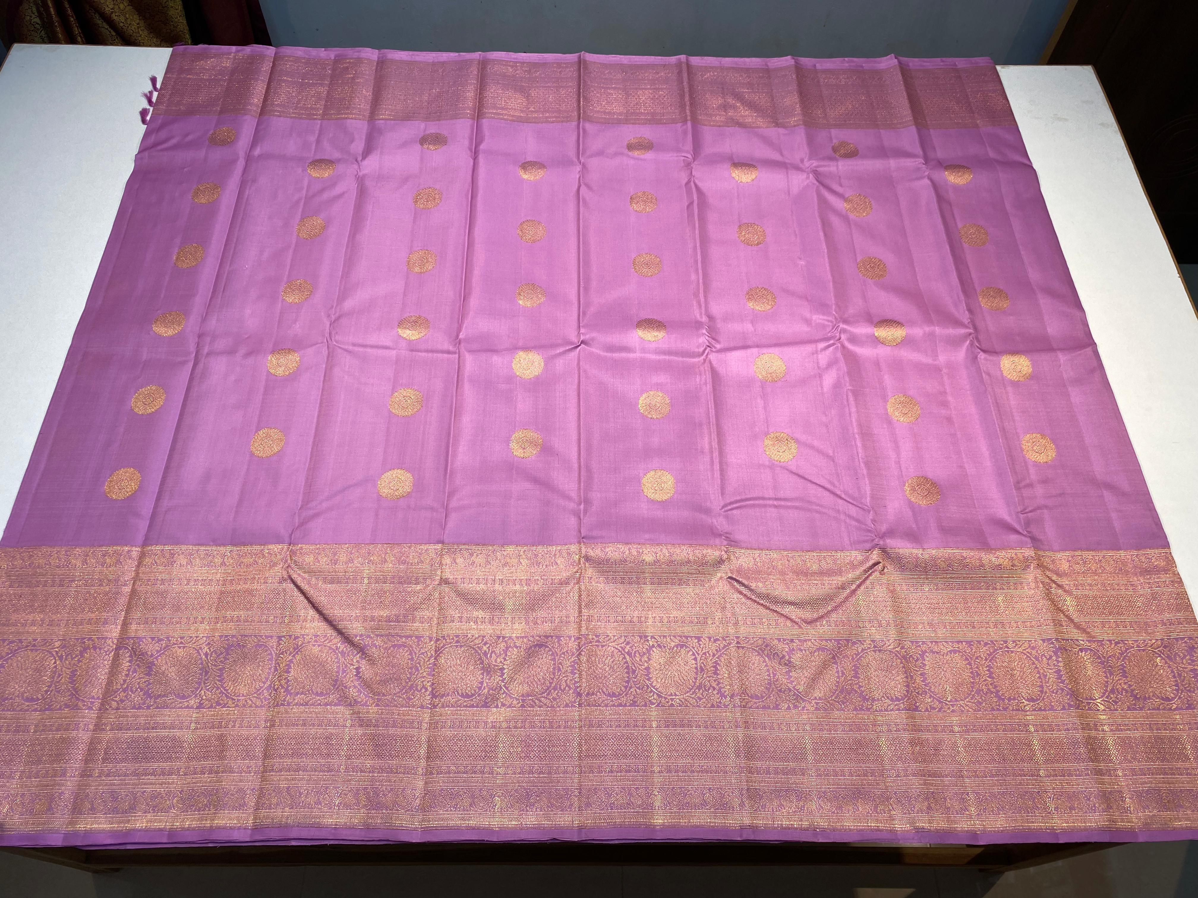 NAVY BLUE GOLD KANCHI SILK SAREE