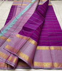 PURPLE COLOUR COMBITION PURE KANCHI SILK SAREE
