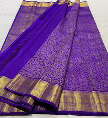 PURPLE COLOUR \ GOLDKANCHI BORDER SILK SAREES